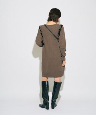 YECCA VECCA 【archive】ラッフルニットワンピース Dark Beige