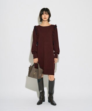 YECCA VECCA 【archive】ラッフルニットワンピース Bordeaux