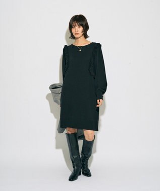 YECCA VECCA 【archive】ラッフルニットワンピース Black