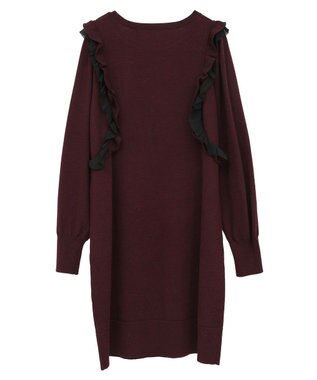 YECCA VECCA 【archive】ラッフルニットワンピース Bordeaux