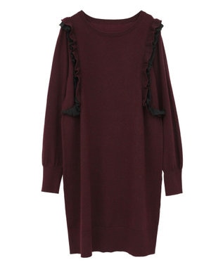 YECCA VECCA 【archive】ラッフルニットワンピース Bordeaux