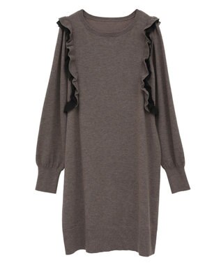 YECCA VECCA 【archive】ラッフルニットワンピース Dark Beige