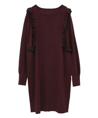 YECCA VECCA 【archive】ラッフルニットワンピース Bordeaux