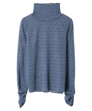 earth music&ecology 起毛レースハイネックインナー Blue
