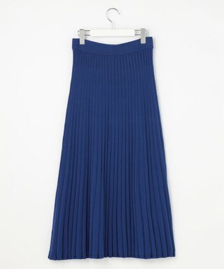 ANY SIS CICA加工 ニット フレア スカート ブルー