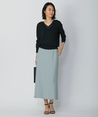 ICB 【WEB限定カラーあり・洗える】 FluidBackSatin スカート ジェイドグレー系