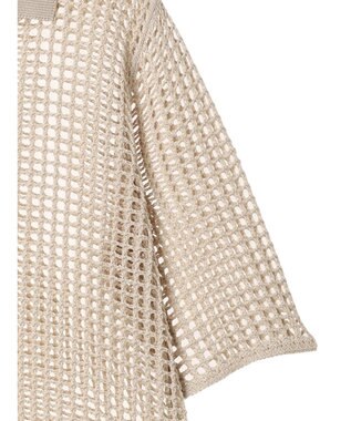 Green Parks メッシュ編み襟付きカーディガン Ecru