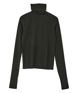 earth music&ecology リブタートルネックプルオーバー Black