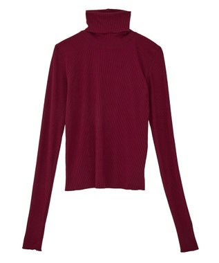 earth music&ecology リブタートルネックプルオーバー Red