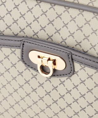 ANY クラシックラウンドショルダーバッグ ベージュ×グレー柄