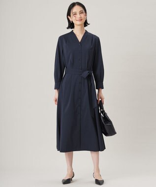 自由区 L 【接触冷感・UVカット・吸水速乾・洗える】ドライタッチファンクショナル ワンピース ネイビー