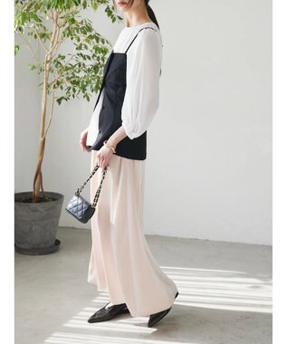 Green Parks AnriettMusee サテンナロースカート Pink Beige