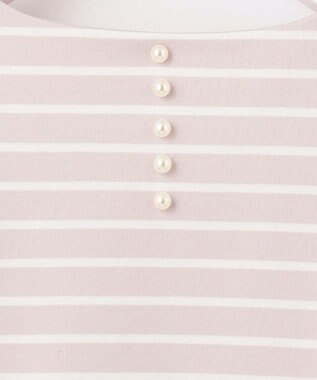 ANY SIS 【洗える】バックパール調ディテール カットソー ローズグレー×オフBD