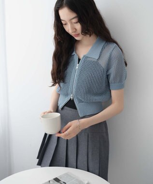 WEGO WZIPニットカーデ ブルー