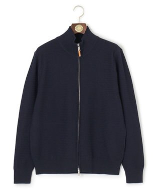 J.PRESS MEN 【KING SIZE】ハイツイストヘリンボン フルジップカーディガン ネイビー系