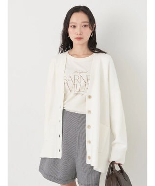 earth music&ecology やわらかタッチＶネックカーディガン Off White
