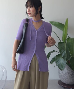 Green Parks 紐付き多釦ニットプルオーバー