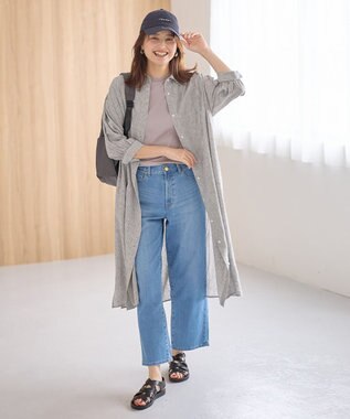 ANY ヨーロピアンリネンシャツワンピース チェック