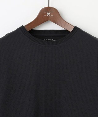 JOSEPH ABBOUD 【オリジナルオーガニックコットン使用】JOE COTTONサッカー クルーネック Tシャツ ブラック系