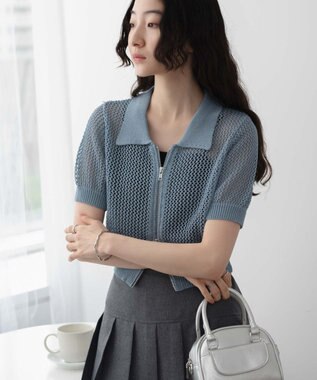 WEGO WZIPニットカーデ ブルー