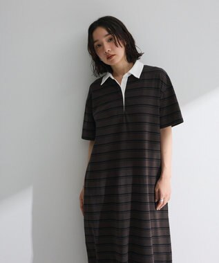 Green Parks ・ＳＵＧＡＲ　ＳＰＯＯＮ　ボーダーポロワンピース Charcoal Gray