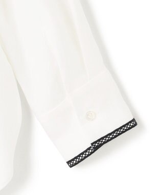 ICB 【日本製】 コットンリネンタンブラー ブラウス オフホワイト×ブラック系