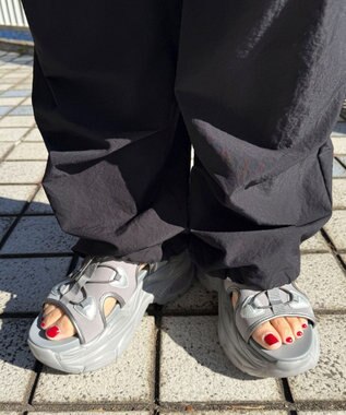 WEGO 【SMLXLサイズ展開】クリアライトソールレースアップサンダル グレー