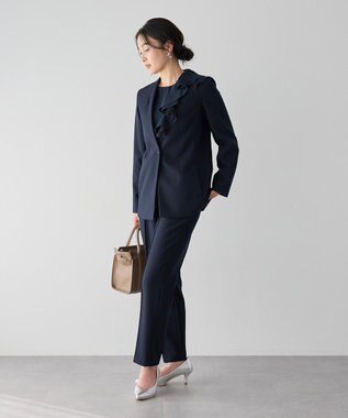 YECCA VECCA アシメラッフルブラウス Navy