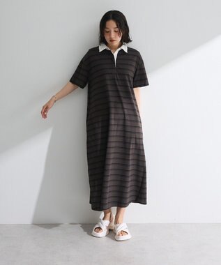 Green Parks ・ＳＵＧＡＲ　ＳＰＯＯＮ　ボーダーポロワンピース Charcoal Gray