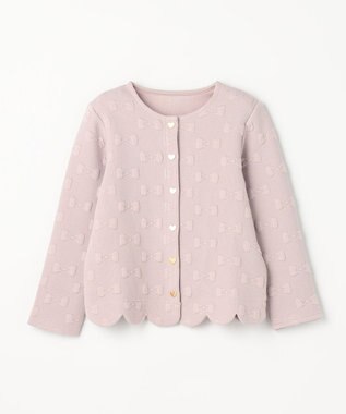 ANY KIDS リボン ジャガード カーディガン ベージュ