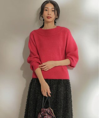 組曲 L へアリーヤーンボートネック ニット チェリーピンク系