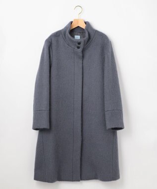 組曲 スタンドカラーシャギーコート チャコールグレー系