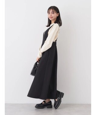 earth music&ecology Ｖネック切替ジャンスカ Black