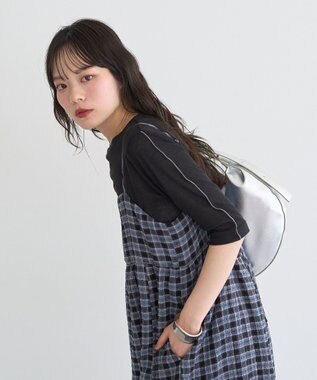 earth music&ecology シャーリングラメチェックキャミワンピース Black