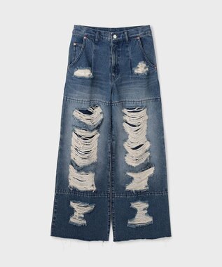 GRACE CONTINENTAL ハードクラッシュデニムパンツ インディゴ