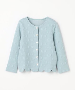 ANY KIDS リボン ジャガード カーディガン サックスブルー