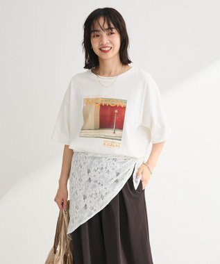 Green Parks ＳＥＴ２点フォトＴシャツ＋レーススカーフ Off White