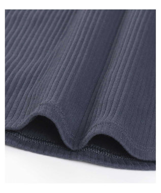 une nana cool 綿100%生地使用 リブ編みコットン 長袖シャツ ダークネイビー