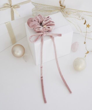 Maison de FLEUR ベロアリボンシュシュ Pink