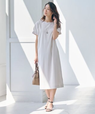 J.PRESS LADIES 【WEB限定カラーあり・洗える】コットンスムース ドルマンスリーブ ワンピース グレージュ系