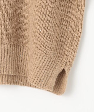 Feroux 【洗える】スパンコール プルオーバーニット ベージュ系