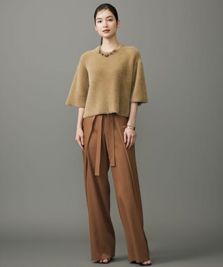 自由区 L 【SHIHOさん着用】フロントディテールラップワイド パンツ キャメル