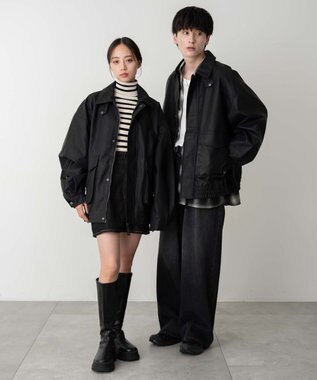 WEGO 【ユニセックス着用ITEM】エコレザー2WAYフライトジャケット ブラック