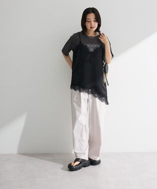 Green Parks レースドッキングサテンビスチェ Black