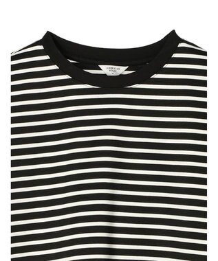 AMERICAN HOLIC 抗菌防臭＋接触冷感　コクーンカットプルオーバー Border Black