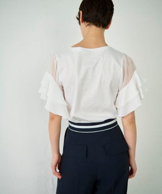 GRACE CONTINENTAL シアーフレアスリーブトップ ホワイト