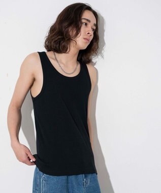 WEGO 【綿100%】リブタンクトップ ブラック