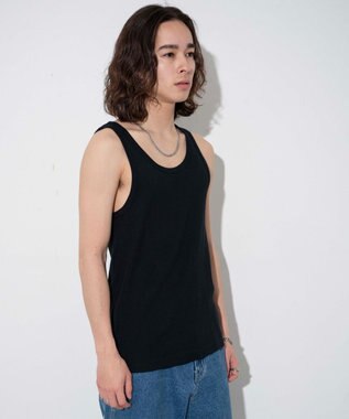 WEGO 【綿100%】リブタンクトップ ブラック