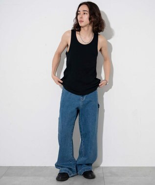 WEGO 【綿100%】リブタンクトップ ブラック