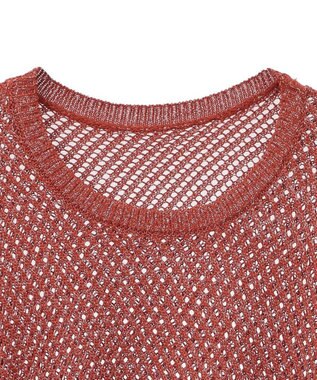 Green Parks ラメメッシュニットプルオーバー Orange